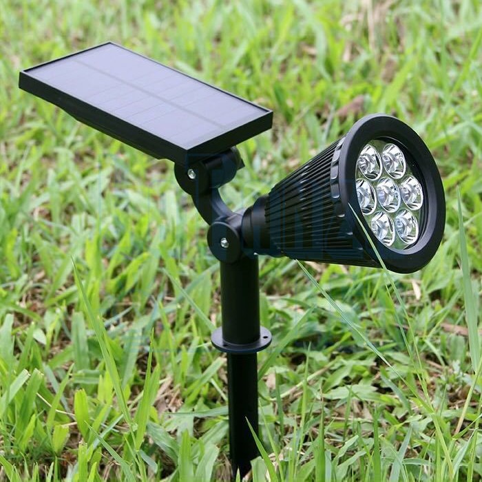 LAMPU SOROT TAMAN TENAGA SURYA LAMPU SOROT SOLARCELL LAMPU TERAS 7 LED - KUNING