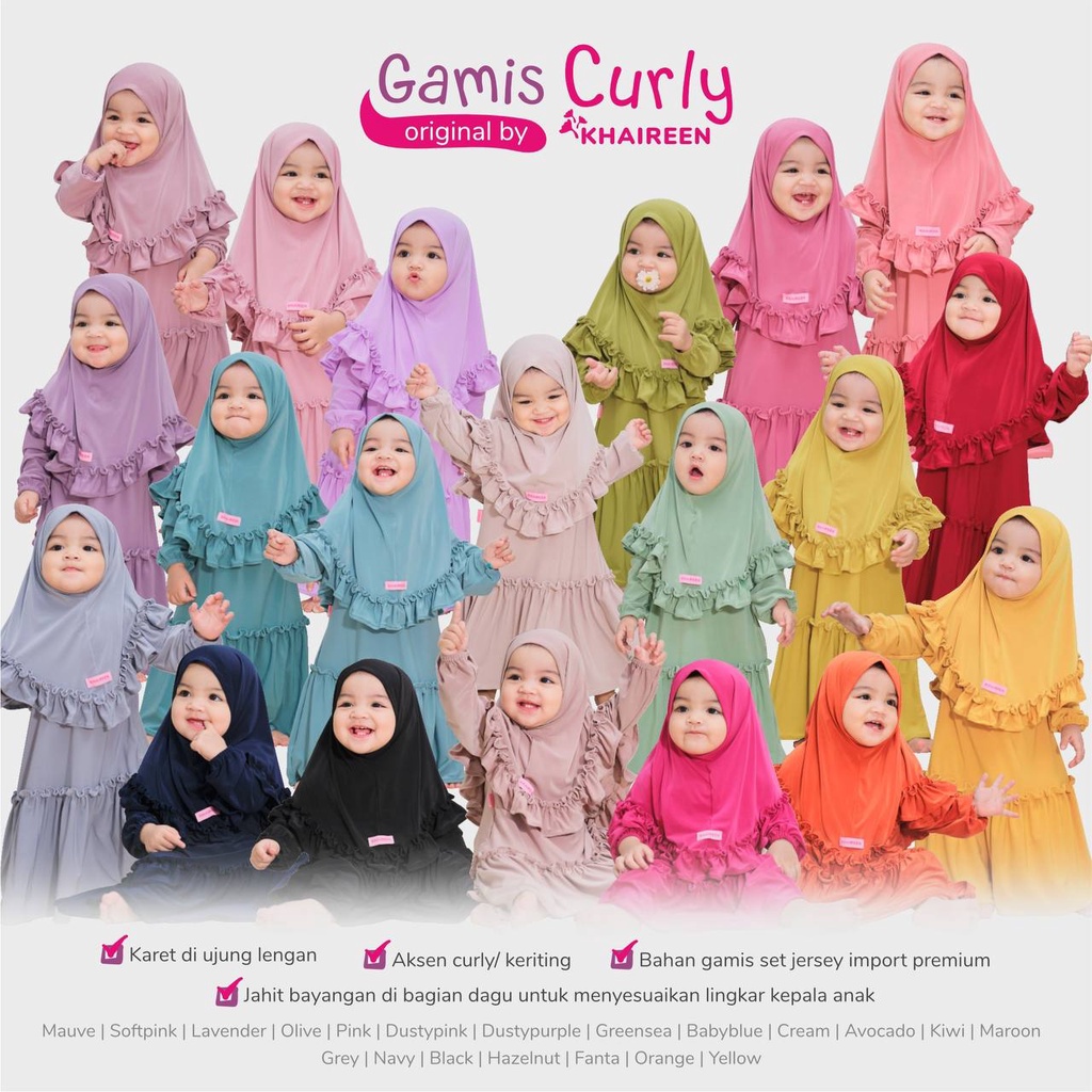 Gamis anak 1-8 tahun/gamis Curly by khaireen ORI/gamis bayi