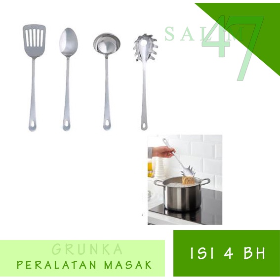 GRUNKA isi 4 bh peralatan dapur Stainless Steel / ALAT MASAK peralatan masak