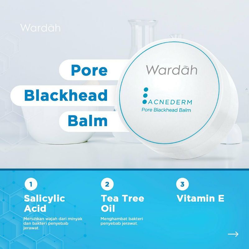 Wardah Acnederm Pore Blackhead Balm 20 g Cream kurangi komedo Hitam di pori-pori wajah Krim Muka