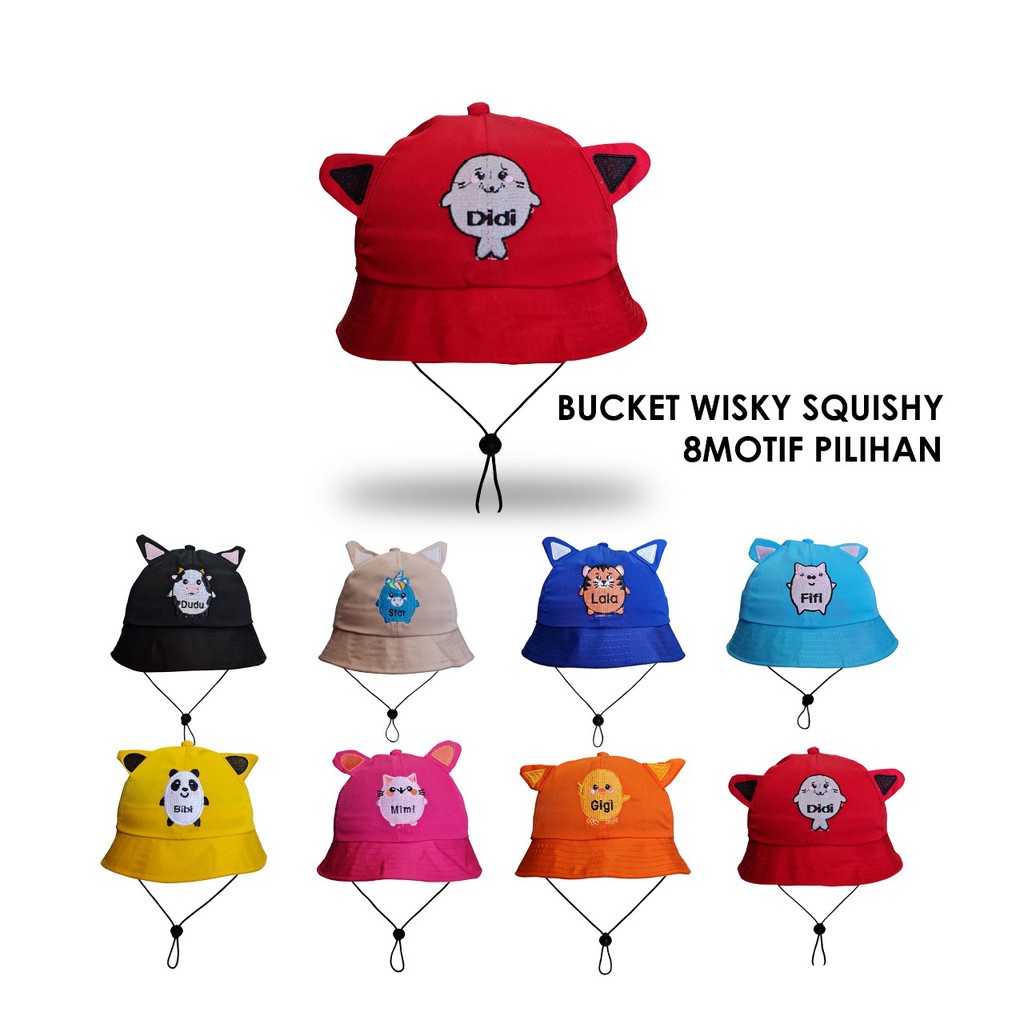 Topi bucket Anak Tali terbaru karakter squishy pats ADA TALI