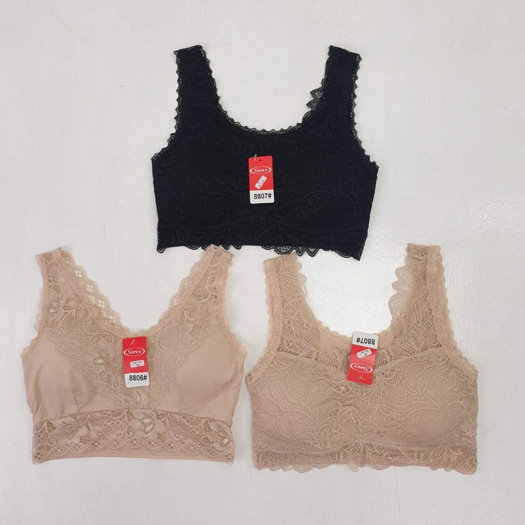 BH Bra Kamisol Crop Top Renda SOREX