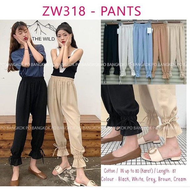 JANE COLLECTION || Celana Panjang Balon Jogger Pants Warna Ungu Mauve Wollpeach XL Celana Ikat Korea Mauve Ungu Pants Kekinian Tik tok