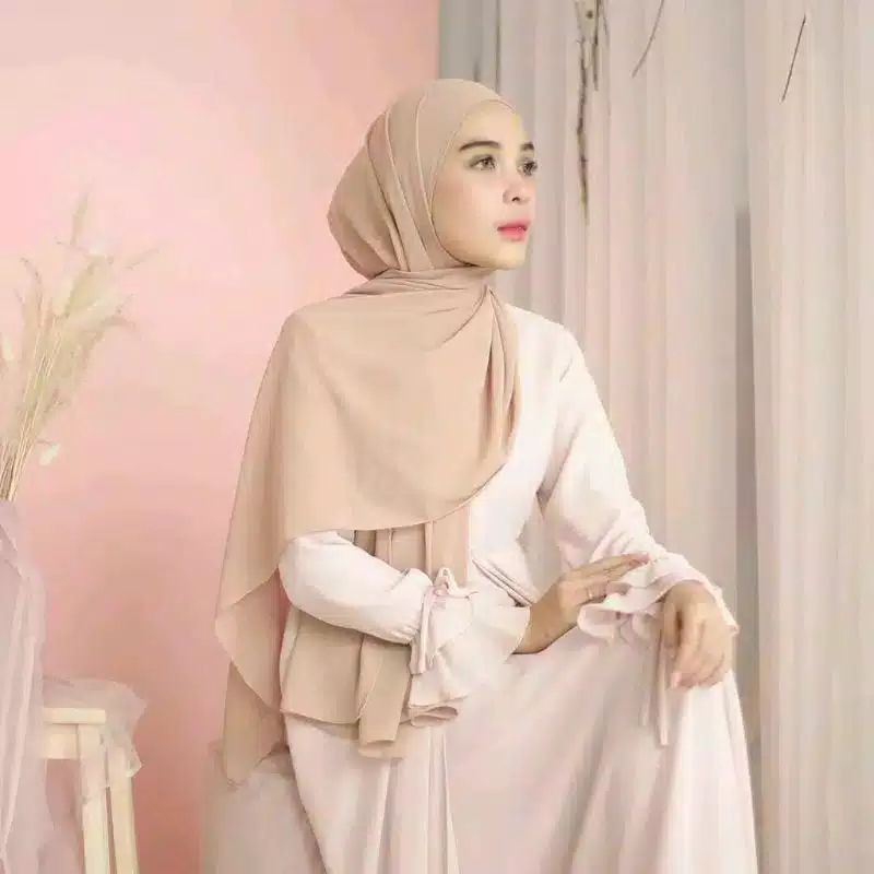 Pashmina Diamond premium crepe Polos Termurah Pajang 180x75cm SABYAN Ori WINSHIJAB1-Pas  Cream/khaki