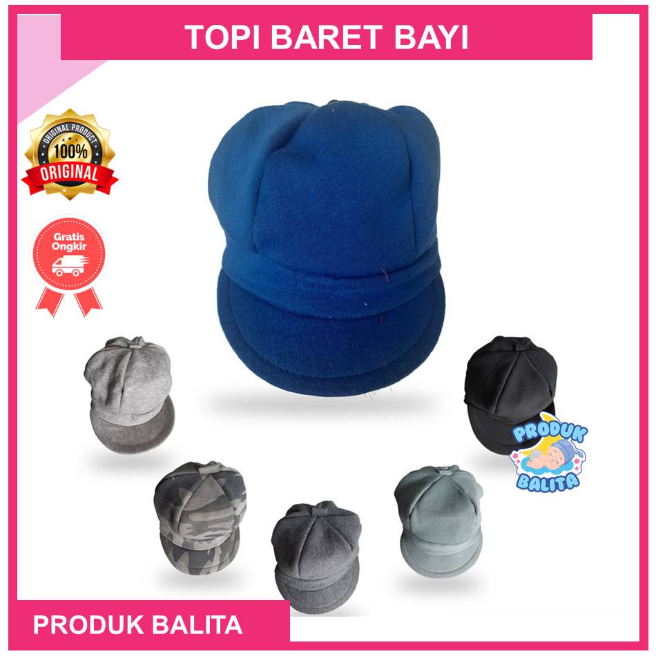 Topi Baret Anak Topi Apolo Anak Bayi Laki-Laki Perempuan Murah-BIRU
