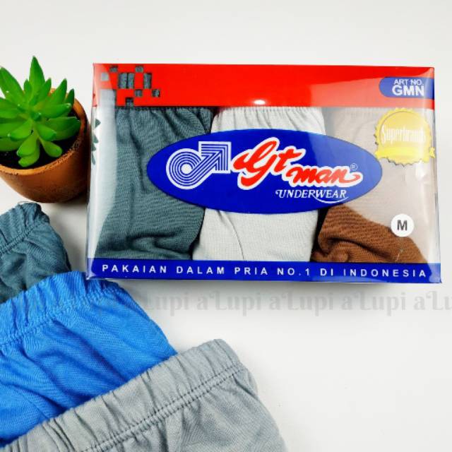 3 Pcs - Celana Dalam GMN GT Man Mika Pria Dewasa | CD GTMAN Laki Laki Pakaian Murah Katun Polos Underwear | Sguna