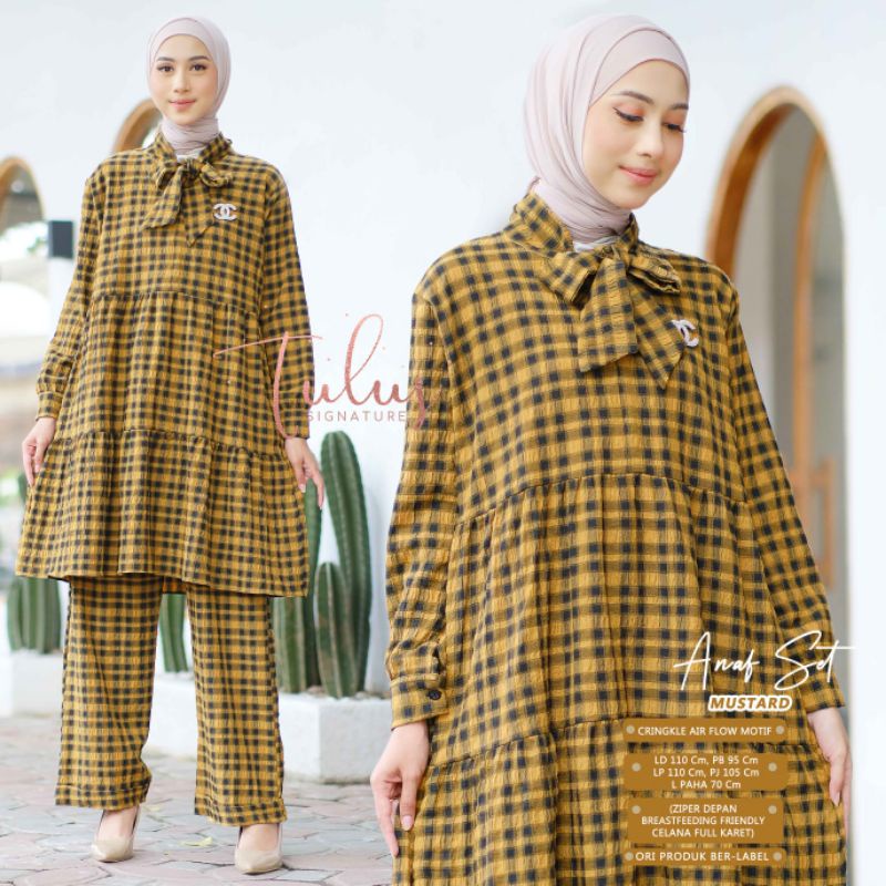 ANAF SET BY TULUS SIGNATURE (ONE SET WANITA) Setelan muslimah kotak-kotak rekomended