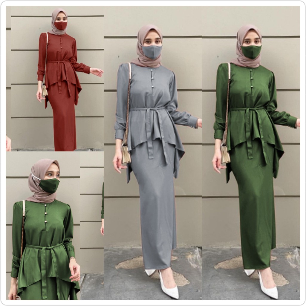 Setelan gamis wanita terbaru set vanessa  setelan rok Vanessa free masker setelan tunik busui + rok 