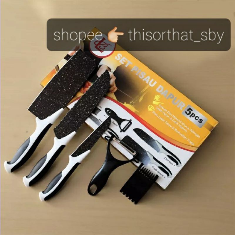 Knife Set 5pcs // Set Pisau Dapur 5pcs // Pisau Batu Maifan Viral