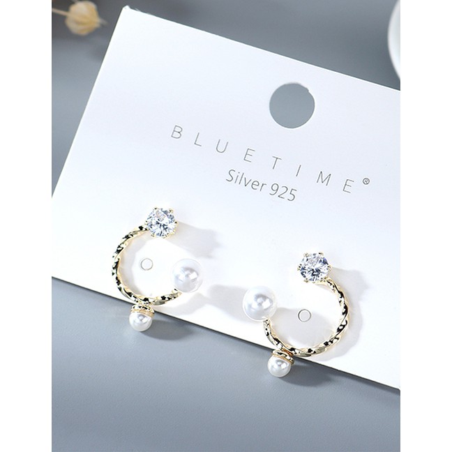 LRC Anting Tusuk Fashion Golden Spiral C-shaped Earrings Y64064