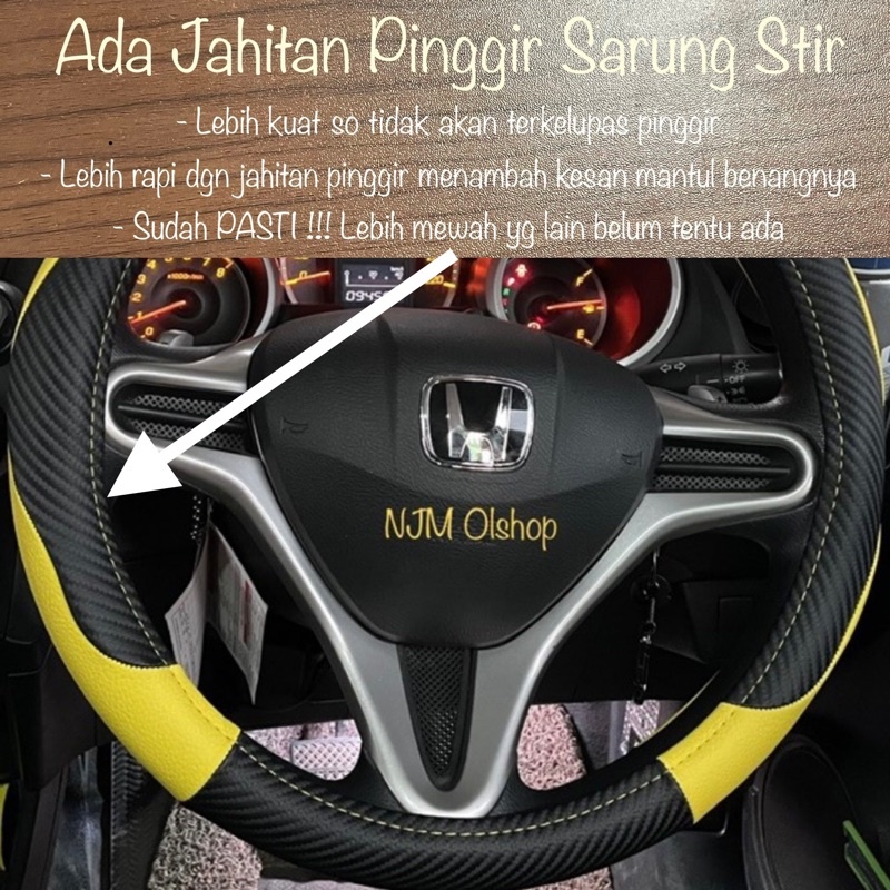 NEW ARRIVAL!!! Sarung Stir / Cover Stir Mobil asli MBTech mix Hitam Karbon - Universal