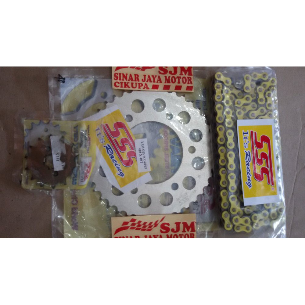 gear set sss 428  vixion  vixion new  rantai sss kuning muda Limited