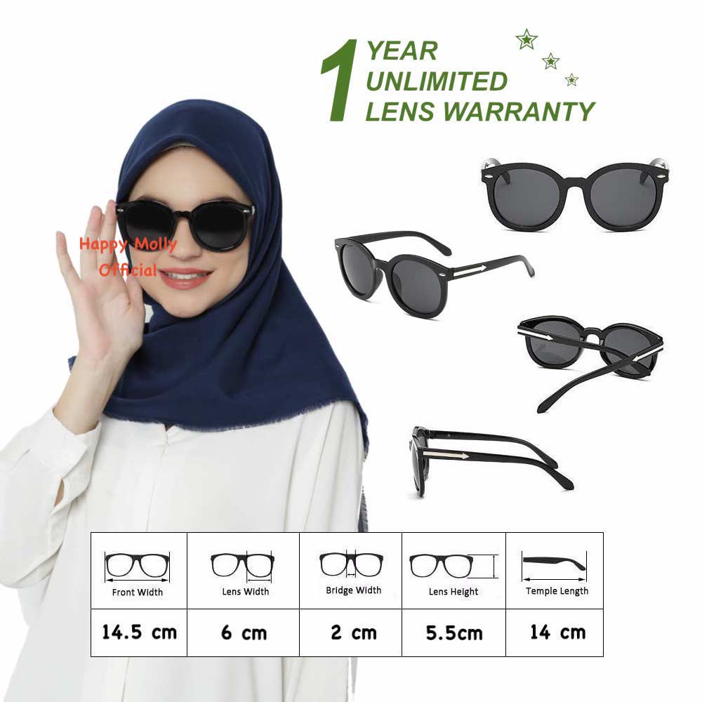 Anti UV 400 Sunglasses - Kacamata Wanita Hijab Korea - HM389 (Group) FREE Kotak Kacamata