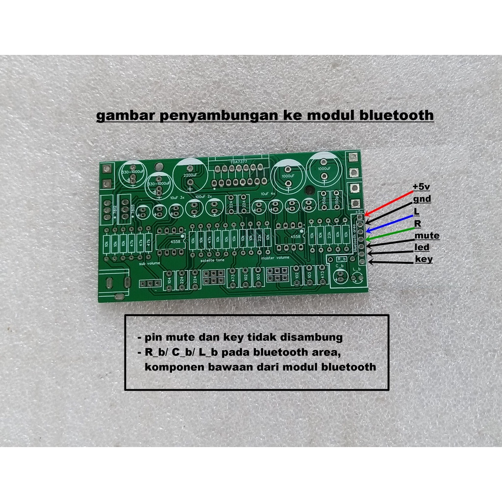 PCB Bluetooth 2.1 TDA7377 2x 15W Plus 2x JRC4558 Filter Subwoofer 30w