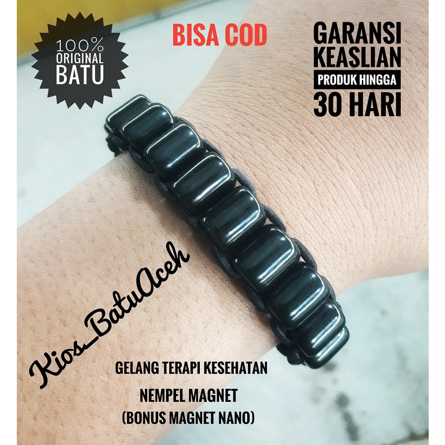 Gelang Batu Giok Hitam Black Jade Original Asli Aceh Tabung Rantai Pendek