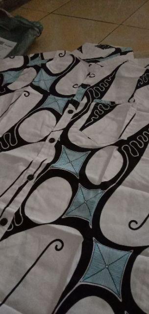 Kemeja Batik Pria Dewasa Lengan Pendek Slim Fit Katun Stretch, 113 Ano#