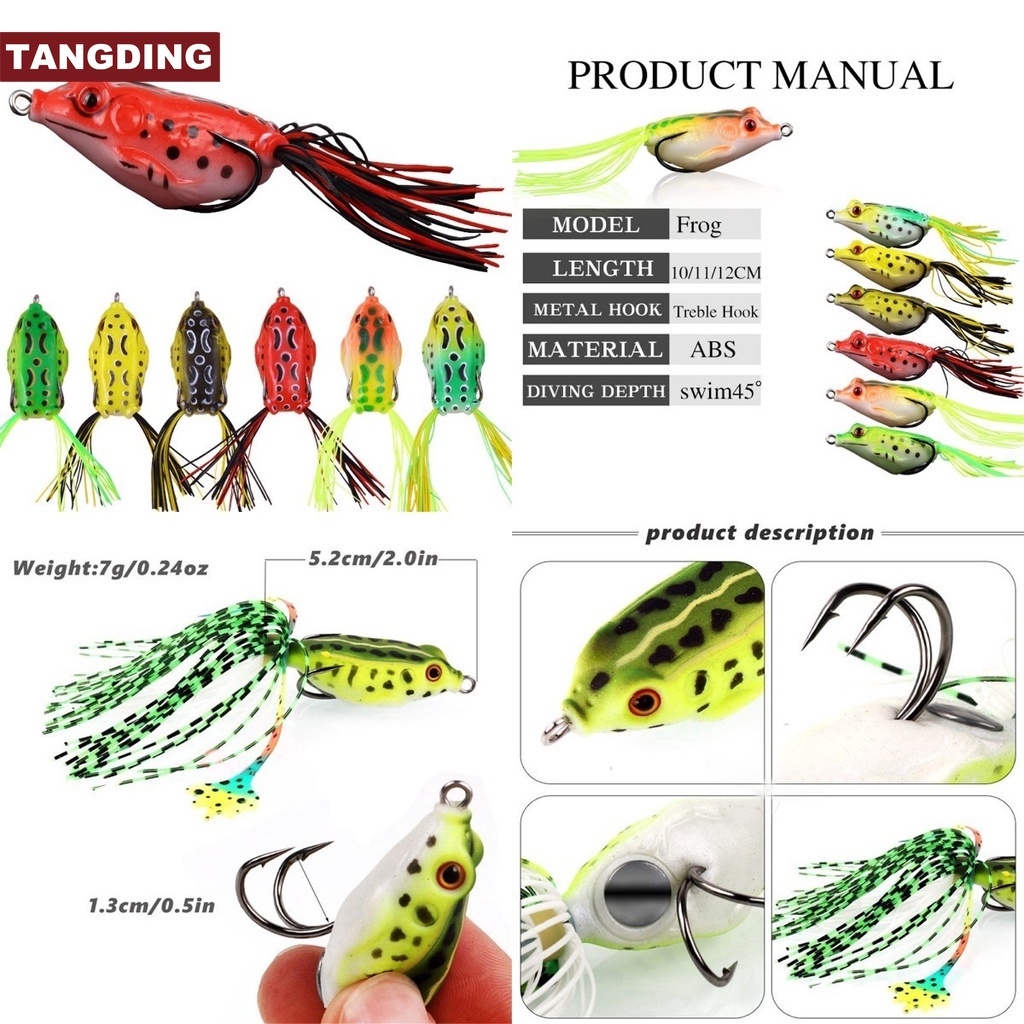 (Cod Tangding) Umpan Pancing Soft Bait Bentuk Katak Bionik Bahan Carbon Steel 5 Warna