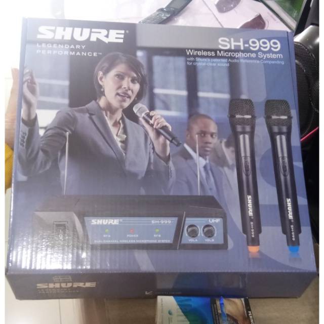 Shure SH -999 Mic Wireless Handle Black Edition -Double Wireles-suara mantap