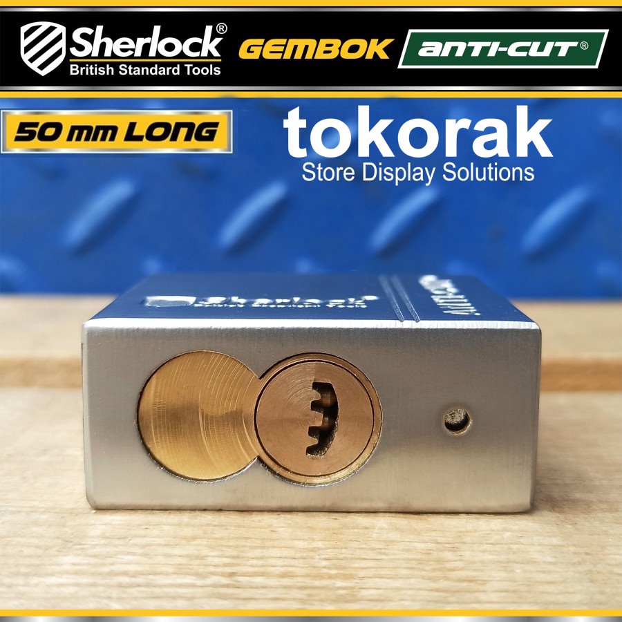 GEMBOK SHERLOCK ANTI CUT 50 MM PANJANG GUDANG RUKO KANTOR RUMAH MOTOR