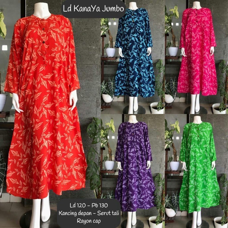 Ld Kanaya Cap Longdress Batik Rayon Bunga Homedress Maxy