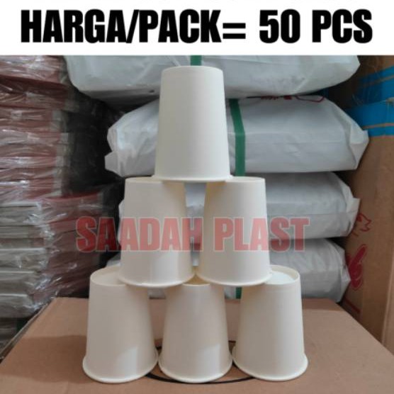 Paper Cup 8OZ &amp; 9OZ Polos 50pcs / gelas kertas kopi tahan panas 8 OZ