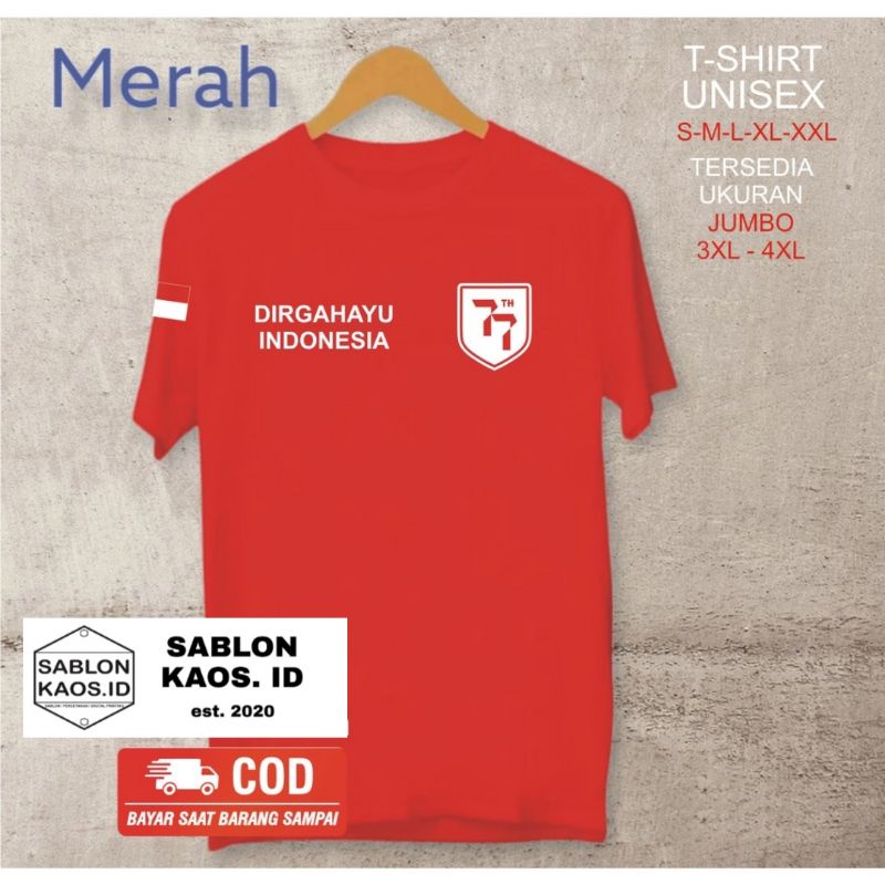 Kaos Dirgahayu Indonesia ke 77 / Kaos Hut Ri / Kaos Kemerdekaan 77th