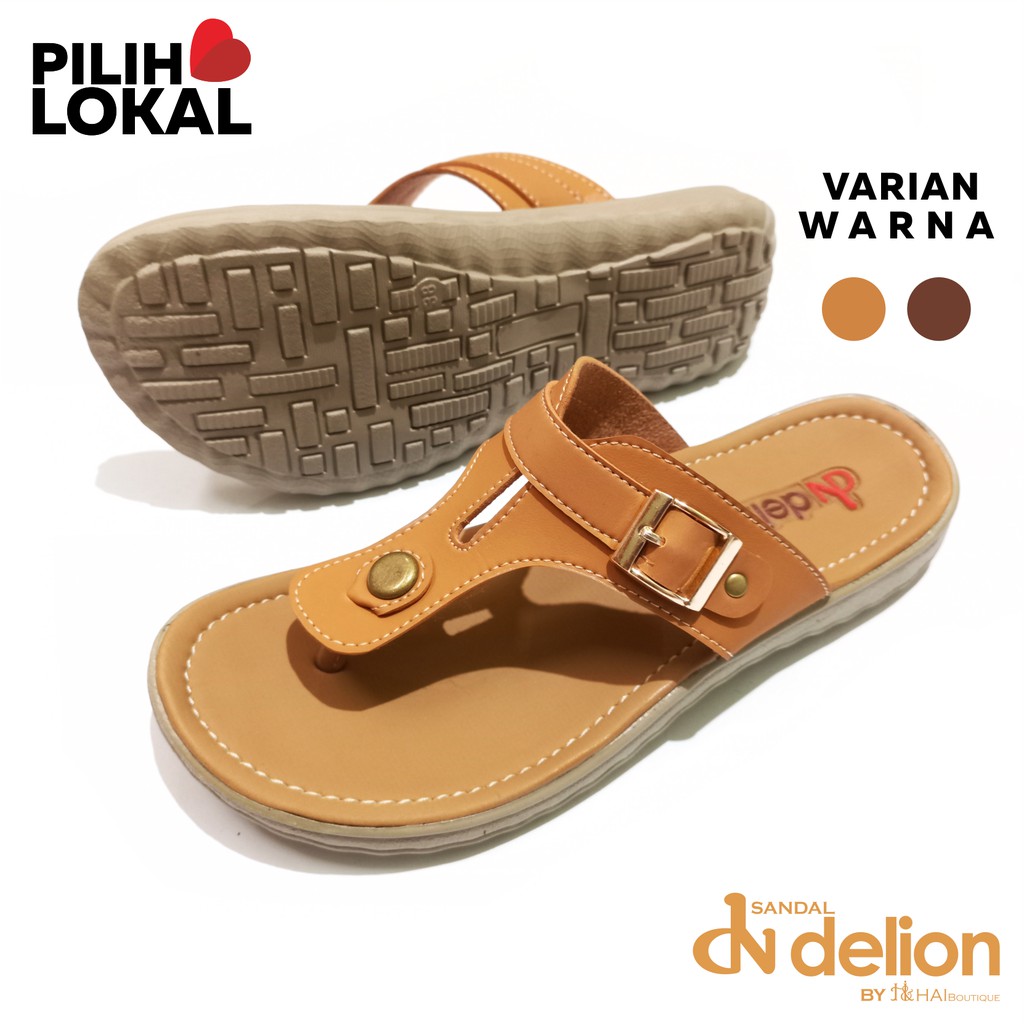 Sendal Jepit Wanita Kulit Murah Casual Santai Sandal Cewek Teplek Flat Flip Flop Cantik Kekinian