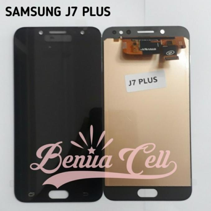 Lcd touchscreen Samsung j7 plus c710 c710f original hitam kontras