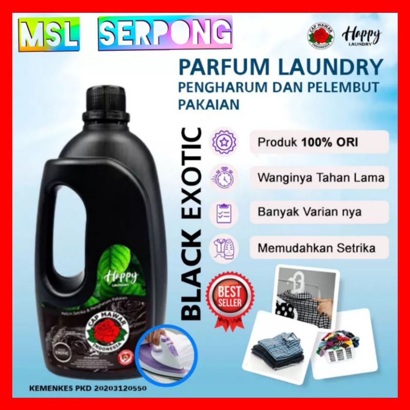 PARFUM HAPPY LAUNDRY AROMA EXCOTIC (HITAM) 1 LITER / PELICIN DAN PENGHARUM PAKAIAN / PARFUM LAUNDRY