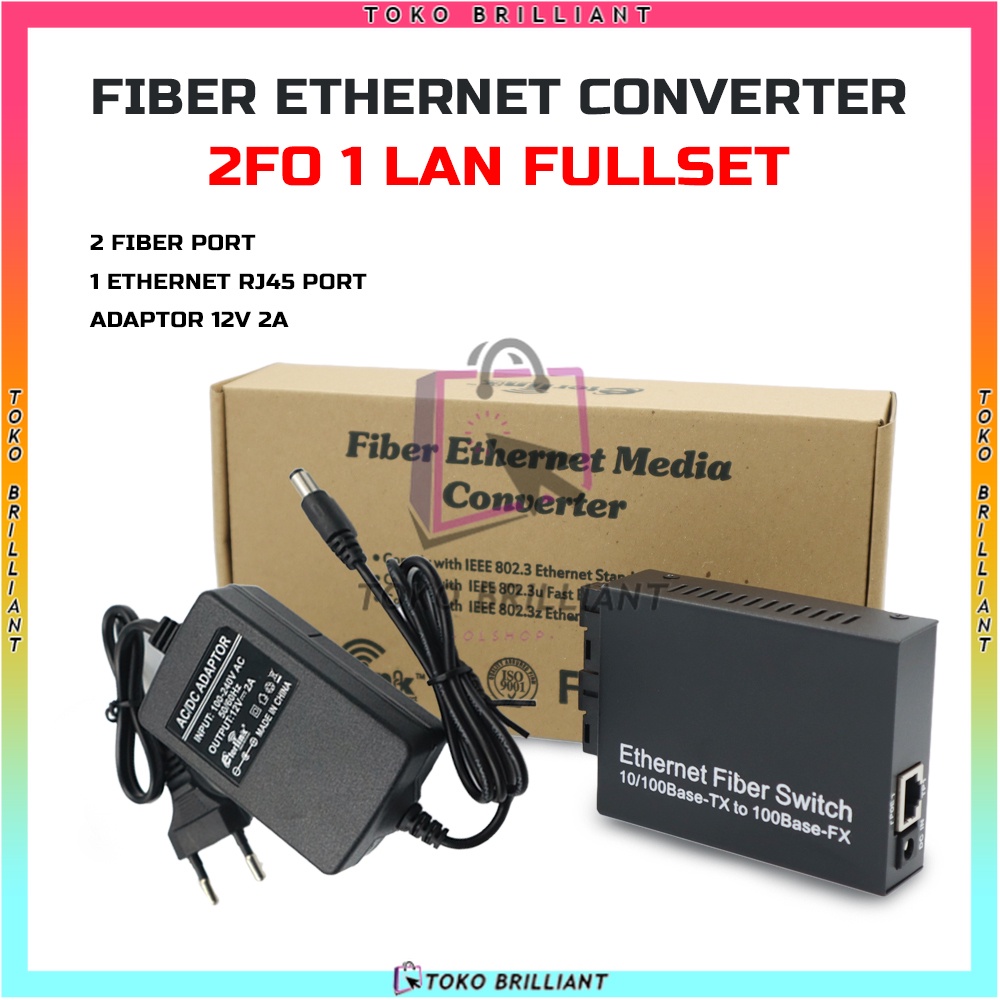 [BISA COD] POE MEDIA CONVERTER 10/100 20KM SC - Konverter Saja / Fullset 2F1E - CM2F1E - Media Konverter Fiber Optik