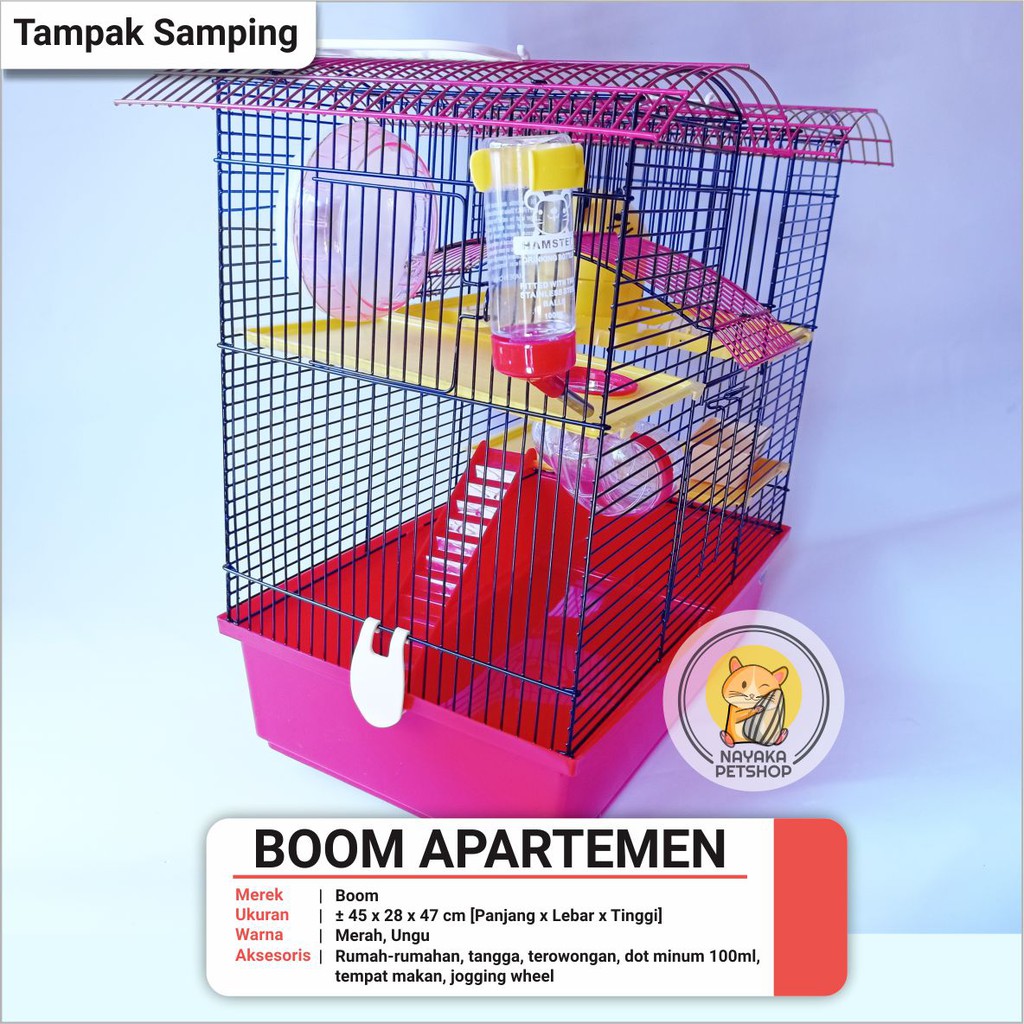 Boom Apartemen Kandang Hewan Hamster Tingkat 3 Lantai