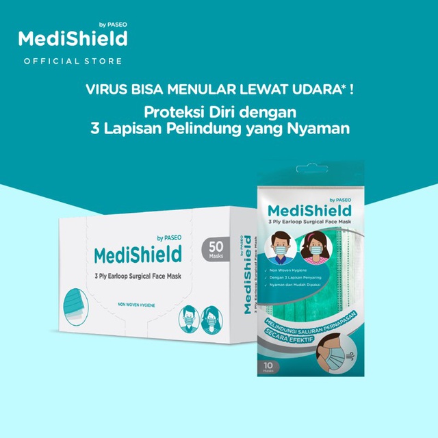 MediShield by Paseo Masker Box Ear Loop 50's