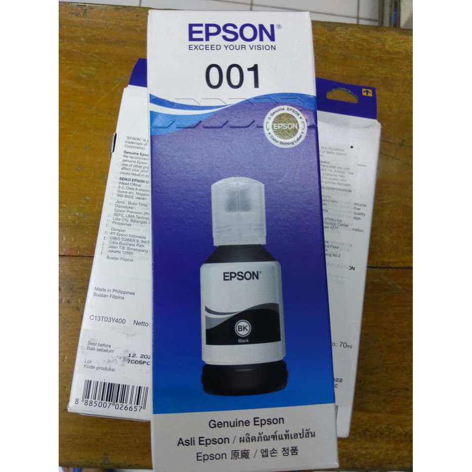 Tinta Epson 001 Black / Epson Hitam L4150 L4160 L6160 Original 100%