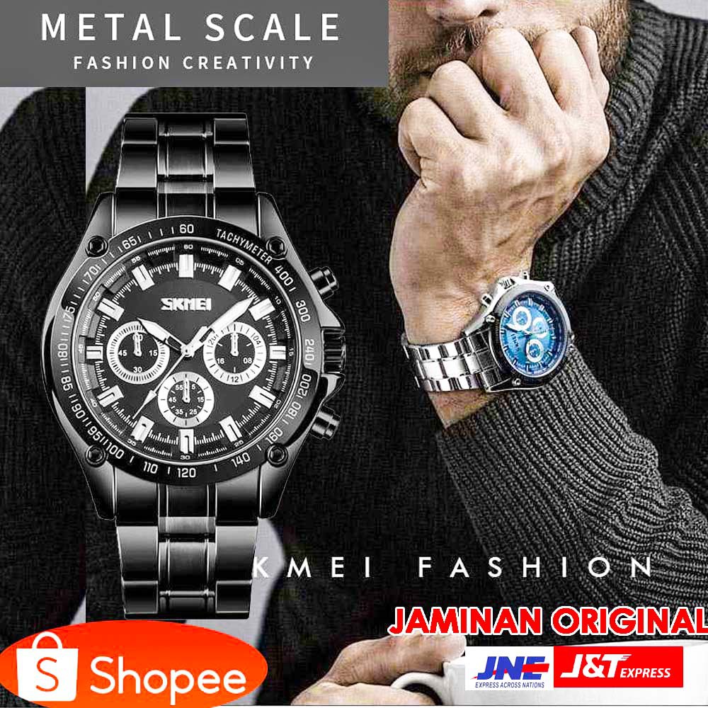 ORIGINAL SKMEI Jam Tangan Analog Quartz Pria - 1366 [Hitam Hitam]