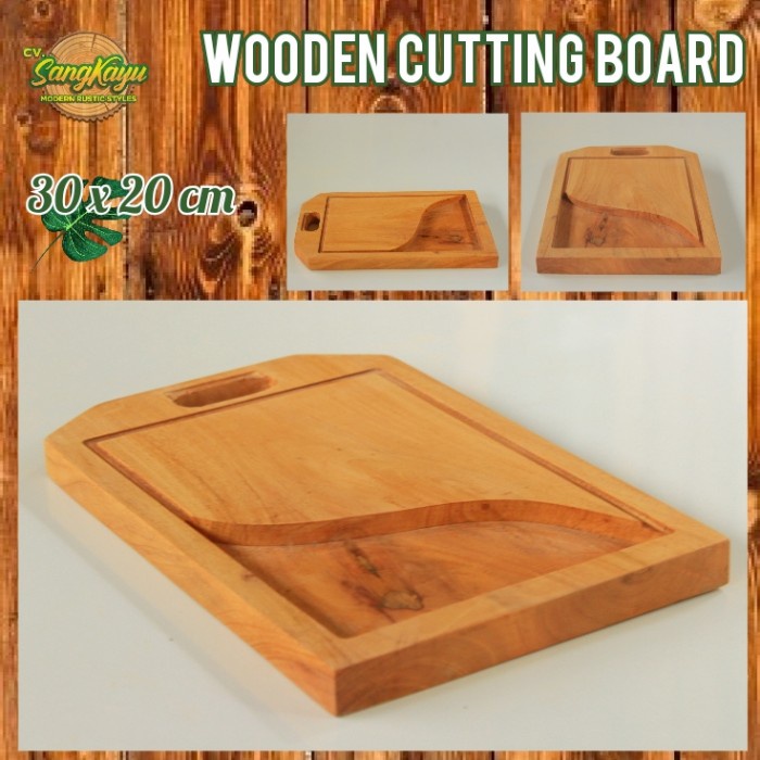 Nampan talenan kayu jati mahoni wooden cutting board line edge 006 - Kayu mahoni