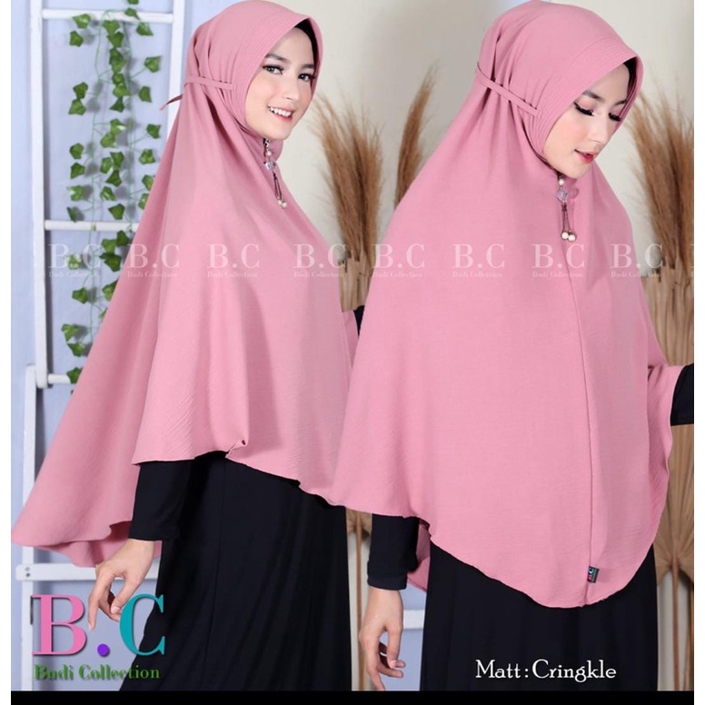 jilbab bergo pet tali bahan crinkle airflow