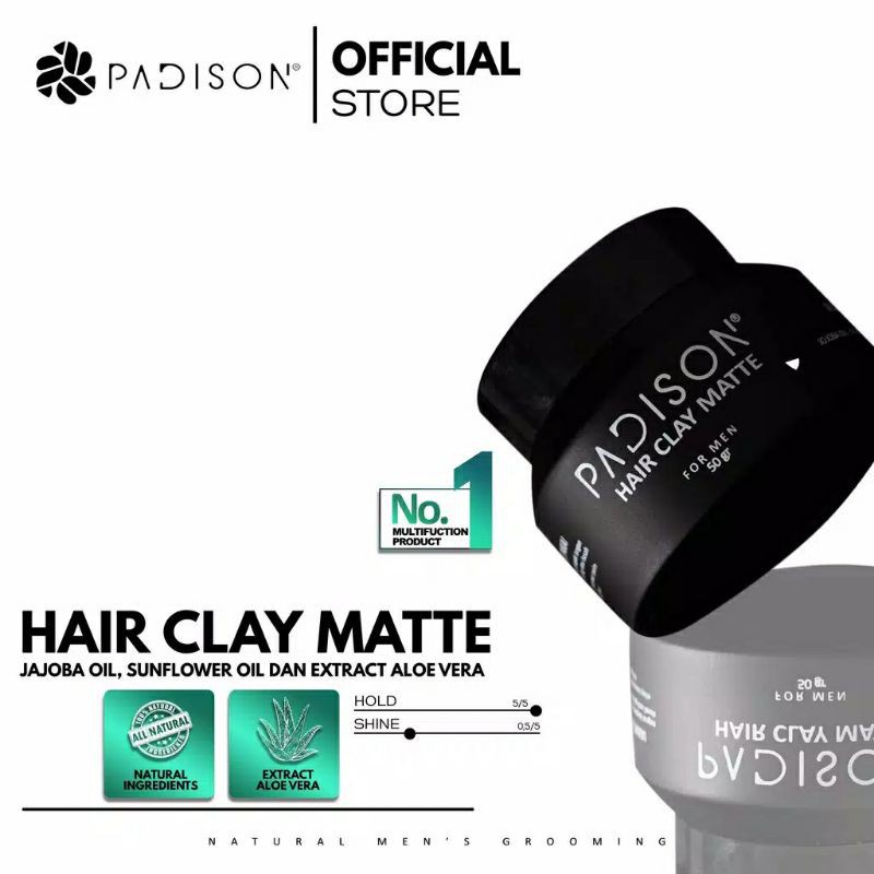 PADISON Hair Clay Matte 50g + Folding Comb Styles Rambut Pria