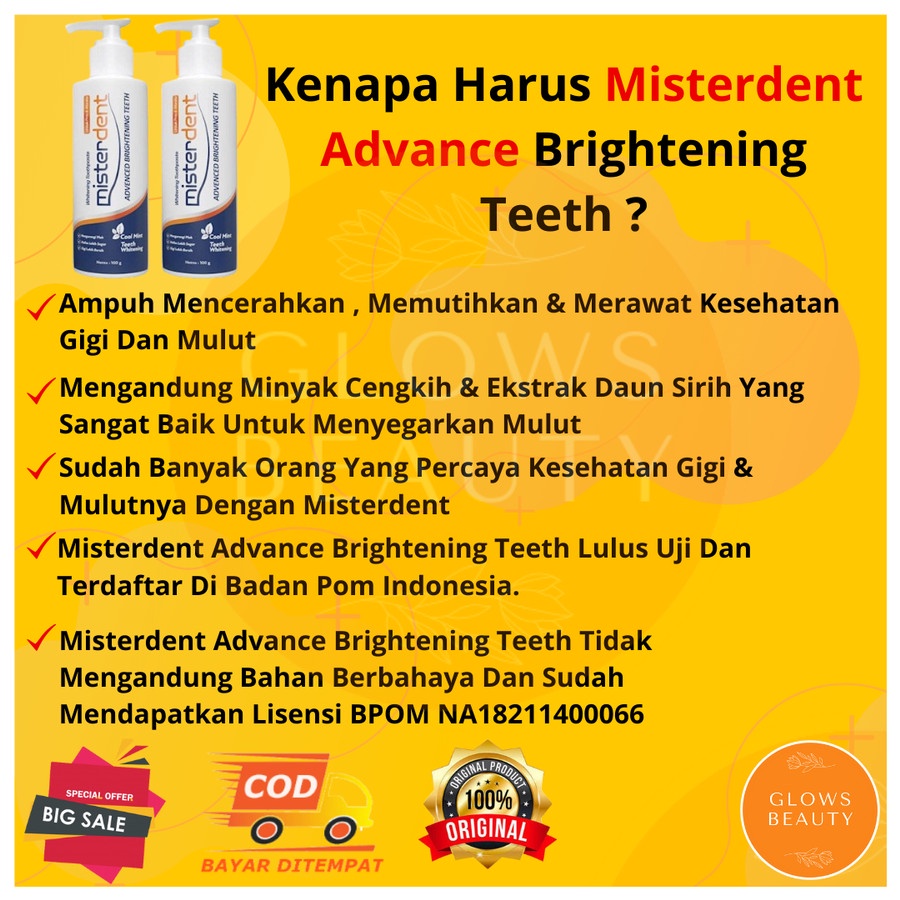 MISTERDENT ADVANCED BRIGHTENING ATASI GIGI KUNING SECARA INSTAN