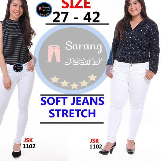 ➻ Celana Panjang Skinny Jeans Wanita PUTIH SoftJeans Soft Jeans Pensil Cewek JUMBO BIG SIZE JSK Jean
