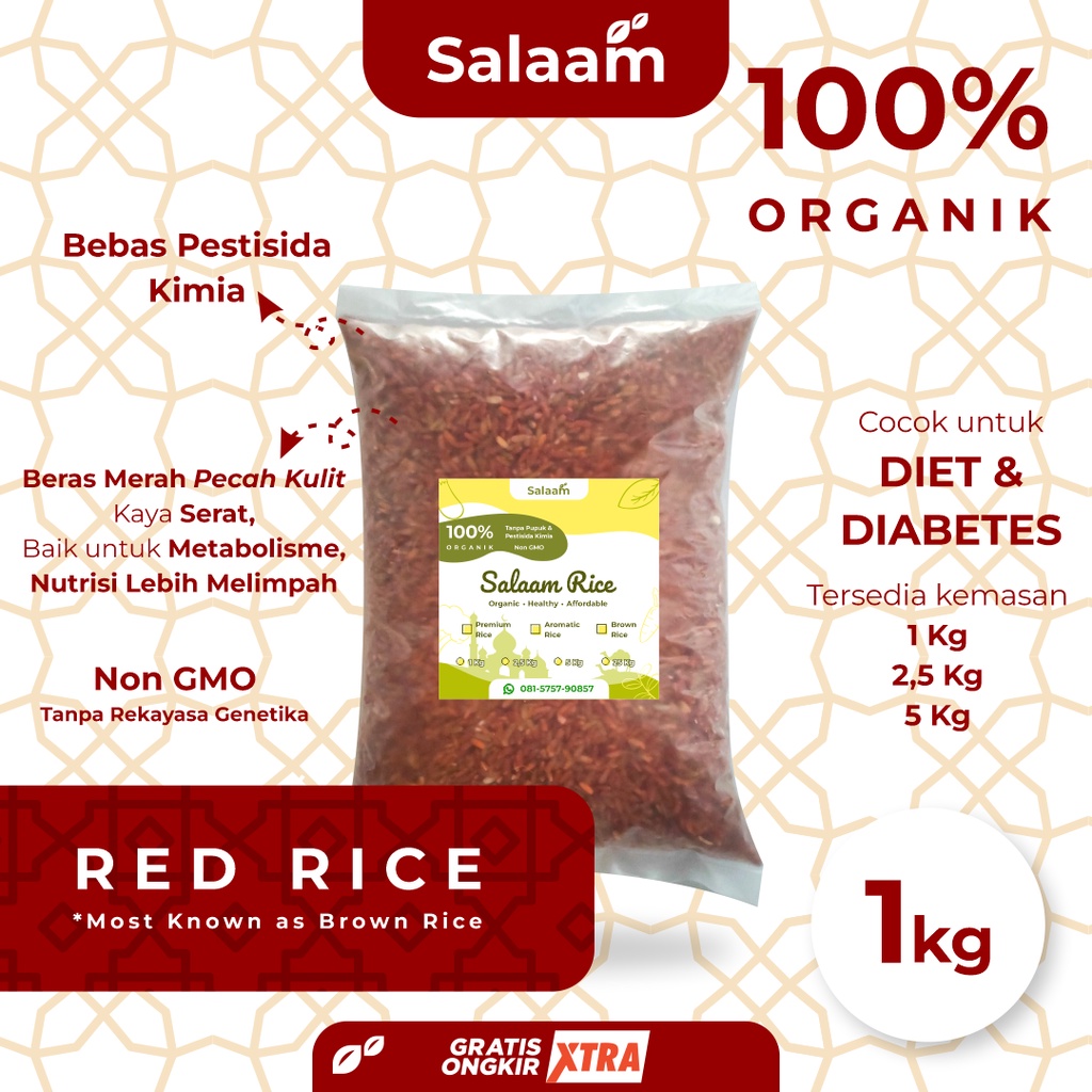 

BERAS MERAH ORGANIK | 1 kg 100% Organic Diabetes Murah Salaam Rice ID
