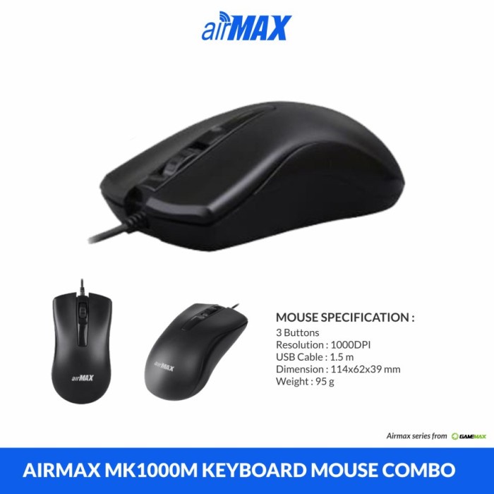 airMAX MK-1000M Multimedia Keyboard + Mouse Combo