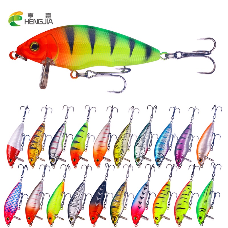 Hengjia 1pc Umpan Pancing Minnow Plastic Fish Lure Fishing Bait Hard Bait Bentuk Ikan Kecil Imitasi Ukuran 7cm / 8.4g