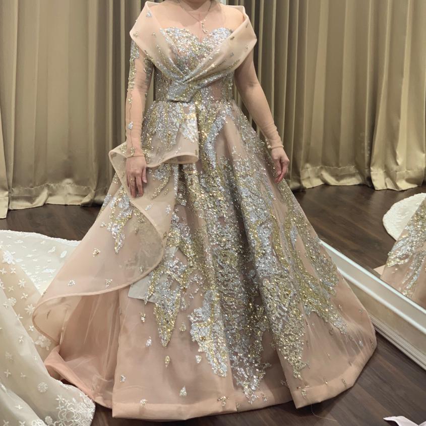 preloved gaun party gold