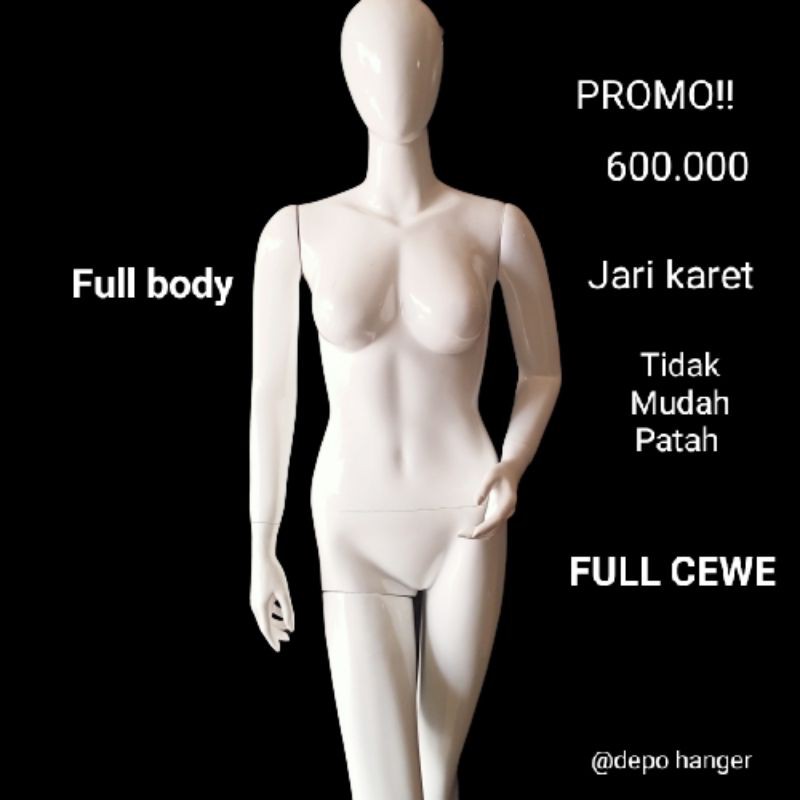 Manekin Full body cewe dewasa / patung full body cewe alien (Jari karet)