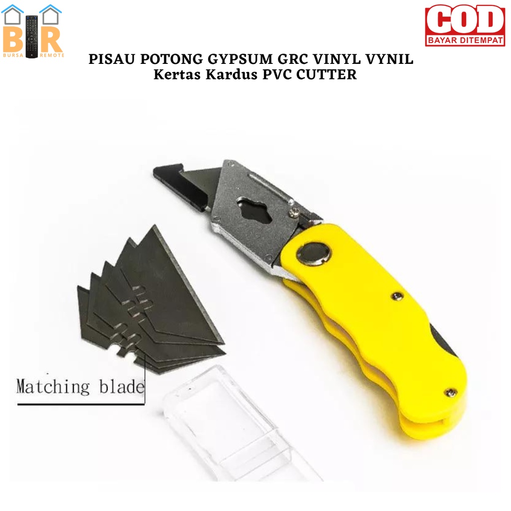 Pisau Cutter Lipat Foldable Cutter Knife GRC Vinyl Kertas Kardus Pvc Cutter