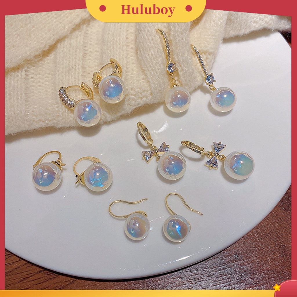 Hu Hu Hu Hu Hu Alat Bantu Pasang Kacamata♡ 1 Pasang Anting Tusuk Gantung Wanita Bahan Tembaga Desain Mermaid Hias Mutiara Imitasi Untuk Pesta