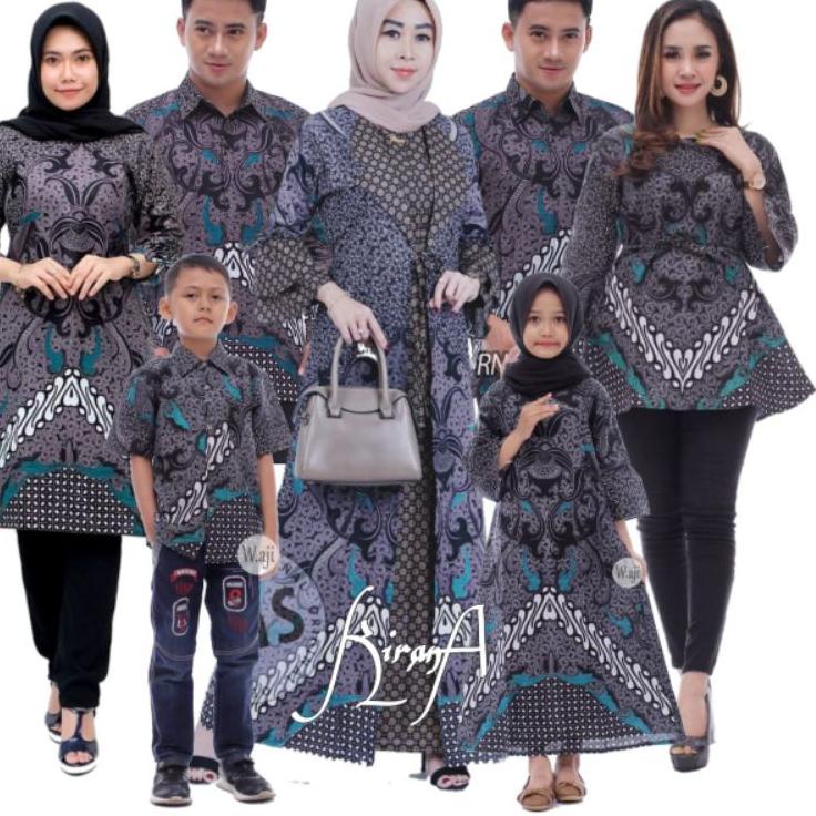 Batik couple keluarga modernset couple batik keluarga gamis jumbo dimensi abu / Baju batik keluarga 