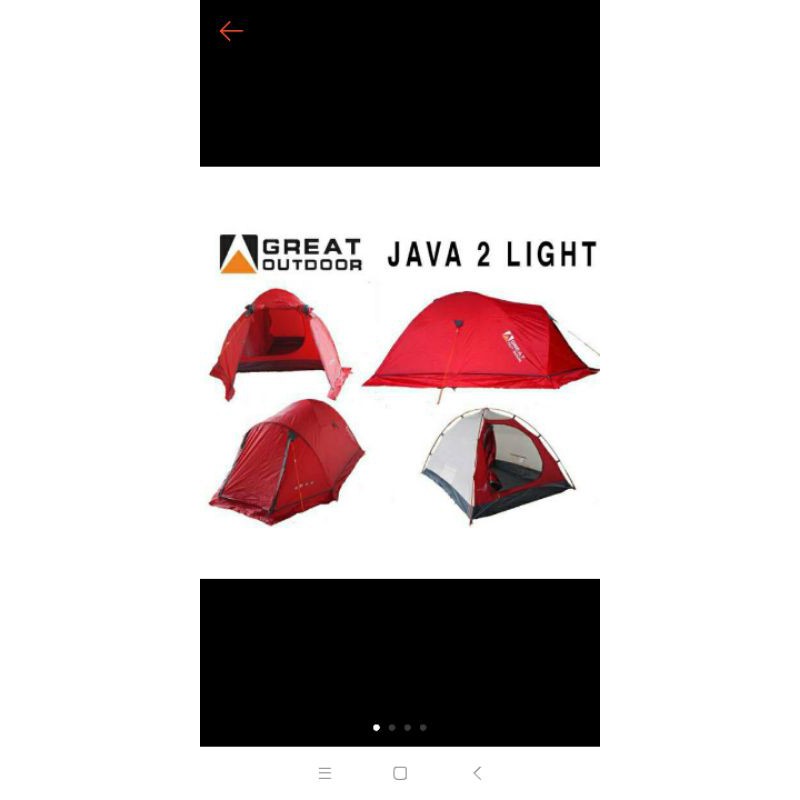 TENDA GREAT OUTDOOR LIGHT 2  FRAME ALLOY KAPASITAS 2 ORANG 100%ASLI