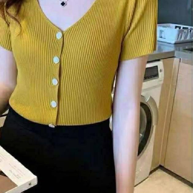 ➱ baju rajut v neck cewek lengan pendek Naomi ←