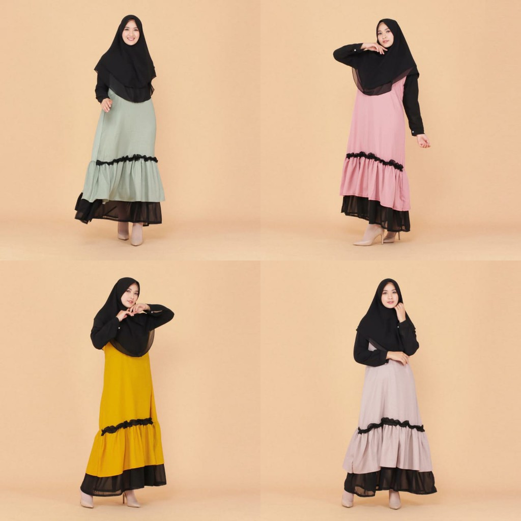Bisa COD LAURA SYARI – Gamis murah Pakaian wanita Baju muslim Dress muslim Maxi dress